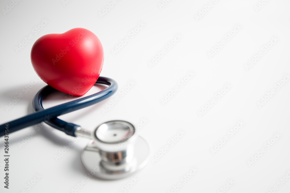 Red heart with stethoscope on white background Red heart with stethoscope on white background