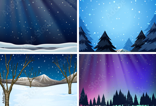 set of snow backgrounds