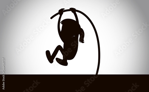 silhouette of a girl pole vaulting