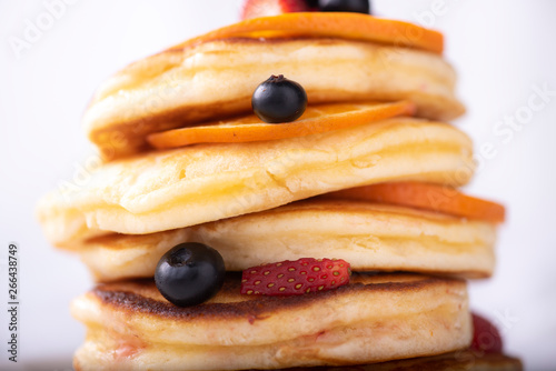 Pancakes with berries and m...