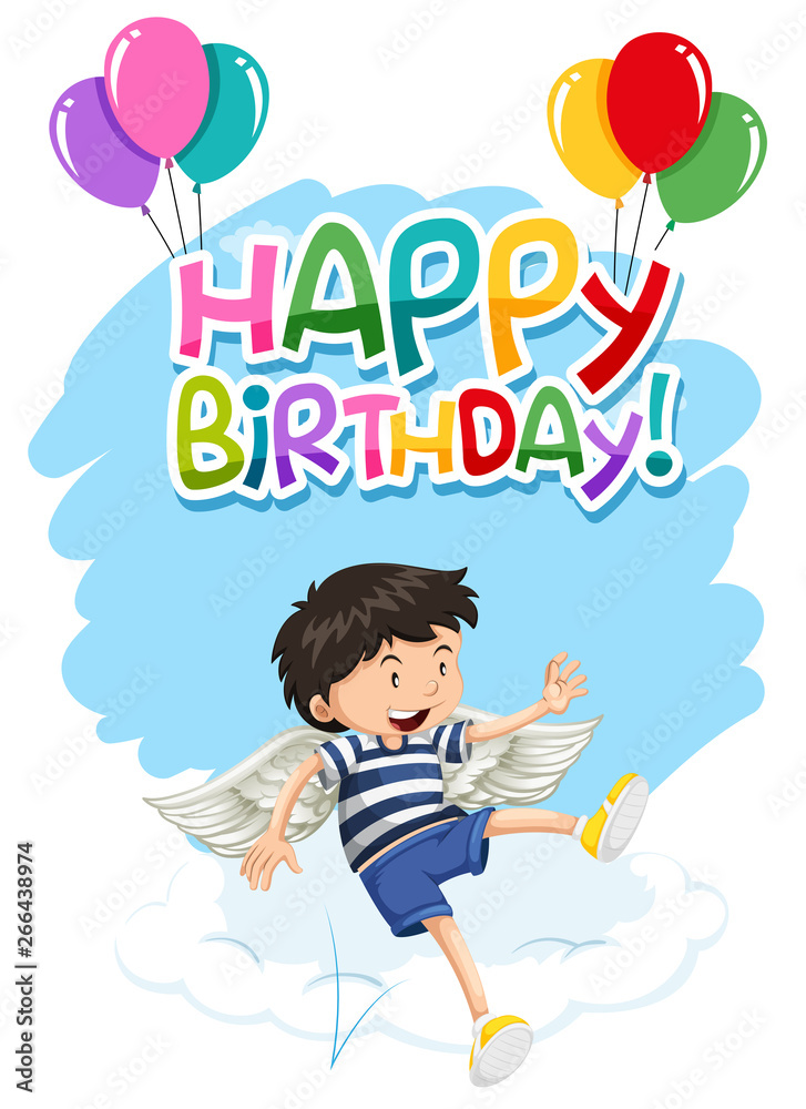 boy with wings happy birthday card boy with wings happy birthday card