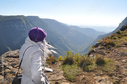 hiker on top of mountain