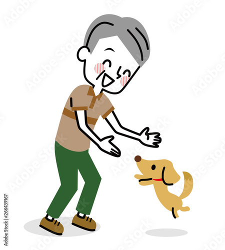 シニア男性と愛犬