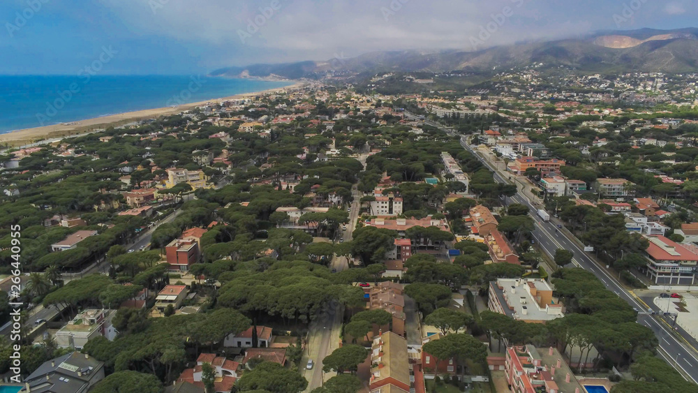 Aerial view in residential area of Barcelona. Castelldefels. Spain.