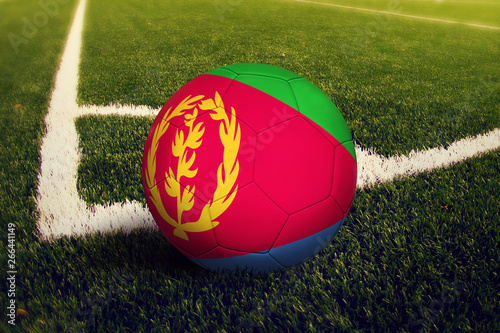 Eritrea ball on corner kick position  soccer field background. National football theme on green grass.