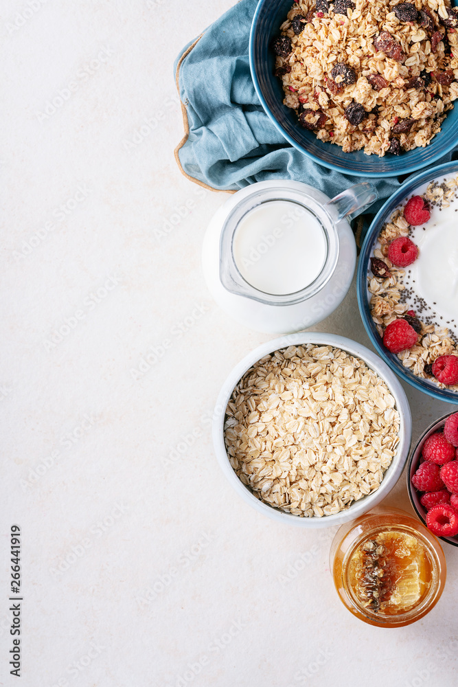 Granola breakfast in ceramic bowl Granola breakfast in ceramic bowl
