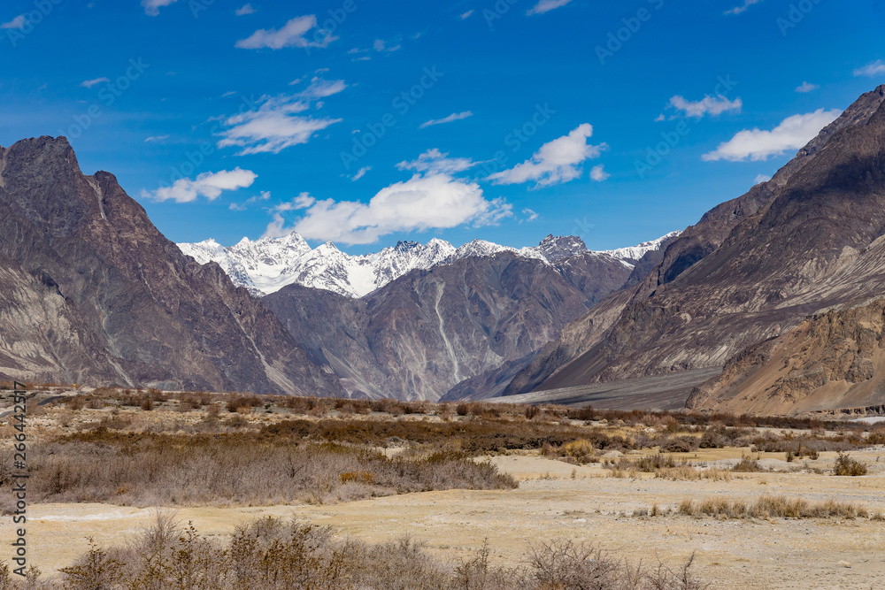Beautiful mountain landscape background this way go to Turtuk Valley, Turtuk is the last village of India on the India - Pakistan Border situated in the Nubra valley region in Ladakh, India