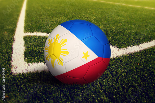 Philippines ball on corner kick position  soccer field background. National football theme on green grass.
