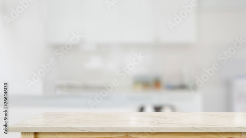 Brown wooden plate on marble counter table top in kitchen room