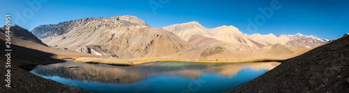 Los Patos Lagoon at Central Andes mountain range an amazing representation of the typical awe Andean landscape at Chile with amazing views over the highest southern 6,000m mountain Cerro Marmolejo photo