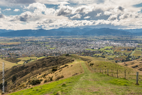 Wither Hills with Blenheim town in South Island, New Zealand