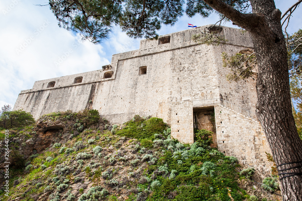 Medieval Fort Lovrijenac located on the western wall of Dubrovnik city