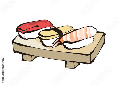 寿司一皿（マグロ、卵、海老）