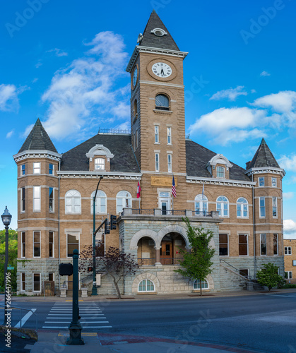 Historic Washington County Courthouse building in Fayetteville Arkansas, college ave, sunny summer day view photo