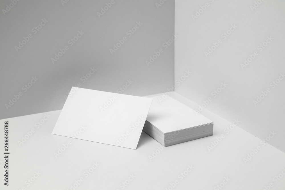 perspective view of business card on white space perspective view of business card on white space