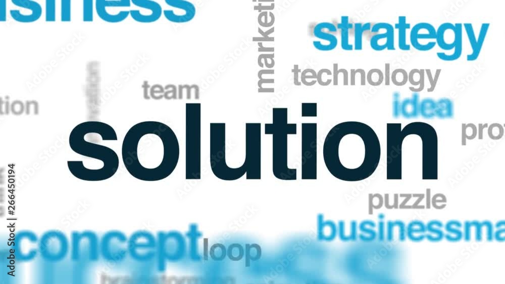 Solution animated word cloud. Kinetic typography. Solution animated word cloud. Kinetic typography.