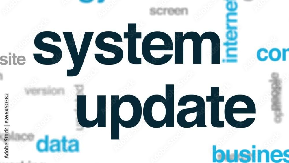System update animated word cloud. Kinetic typography. System update animated word cloud. Kinetic typography.