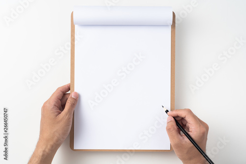 Photography white flipped paper on clipboard isolated on white