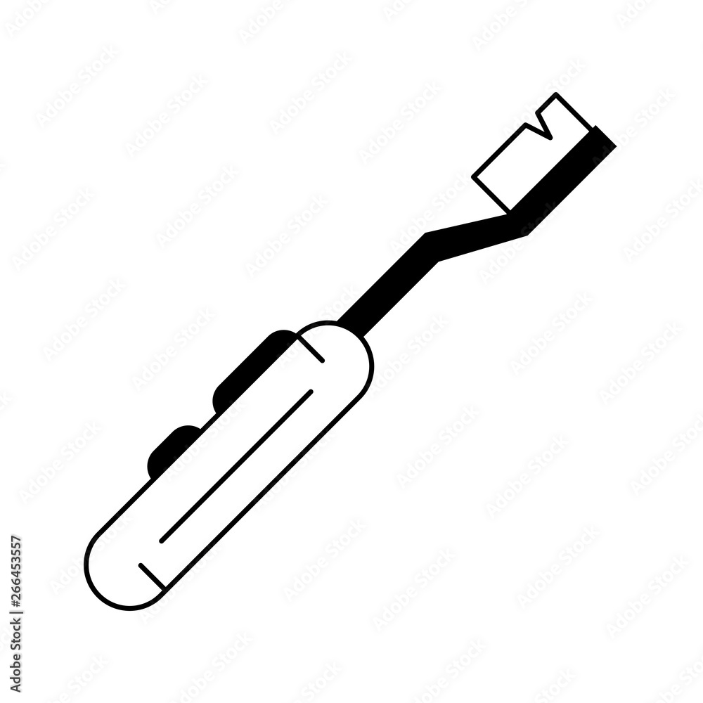 Dental care toothbrush cartoon black and white