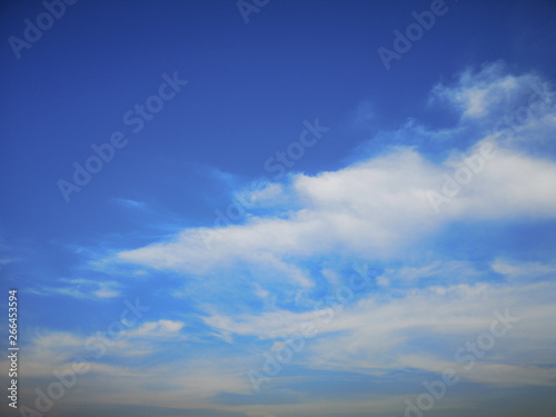 Deep blue sky and white cloud background.Beautiful sky of cirrus clouds.