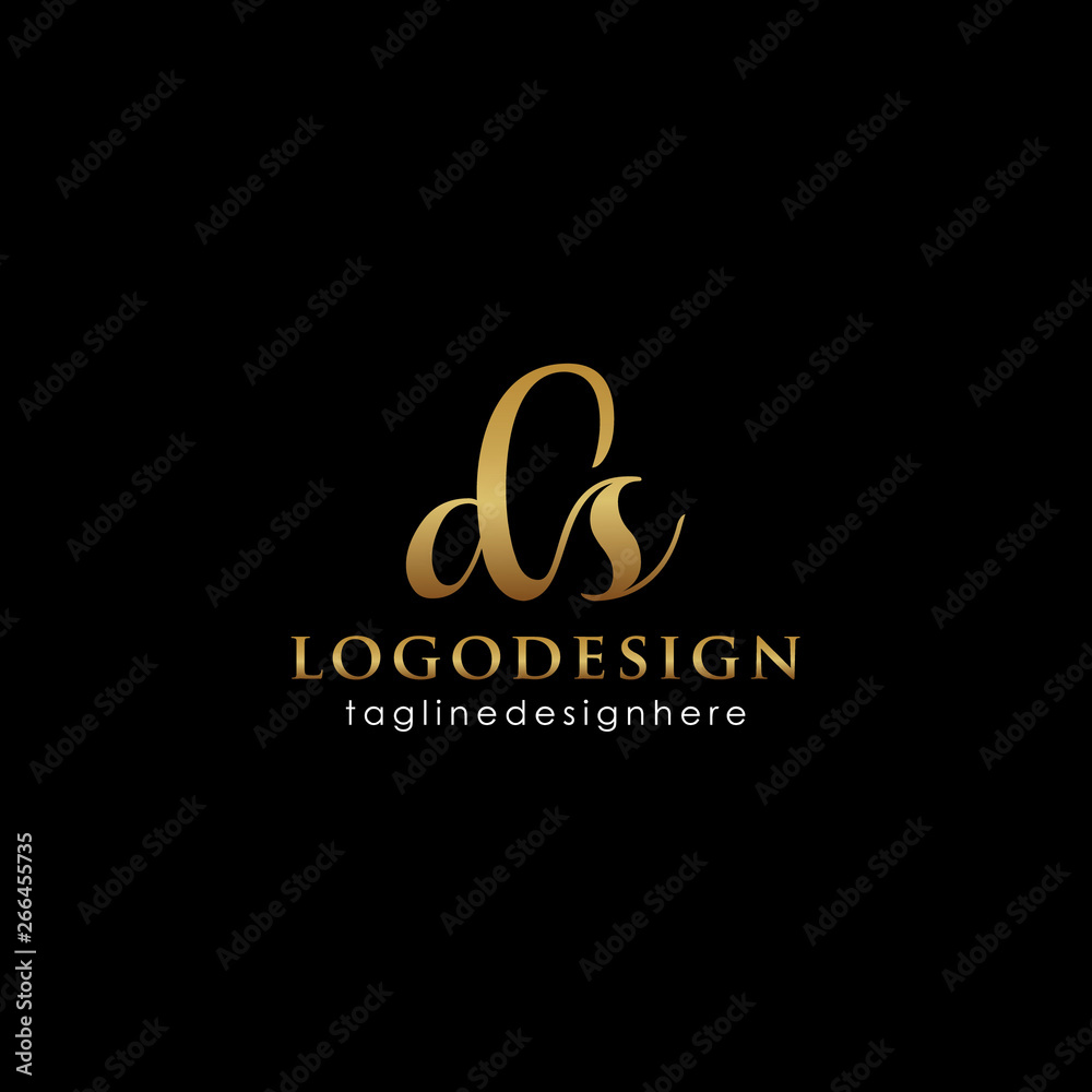 DS monogram letter initial with gold colour DS monogram letter initial with gold colour
