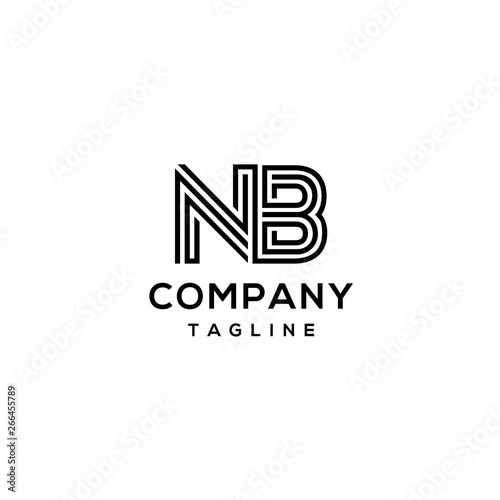 NB Letter Line logo template isolated on white background