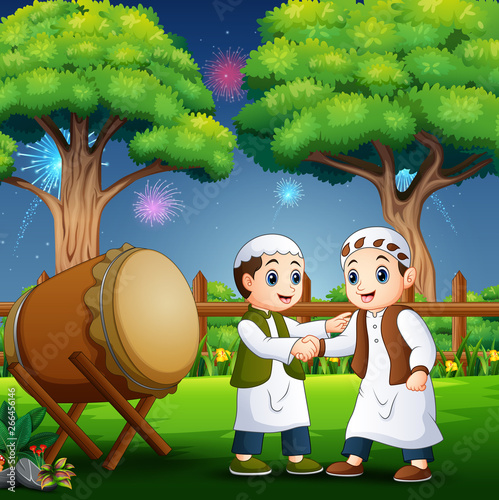 Happy kid celebrating eid al fitr