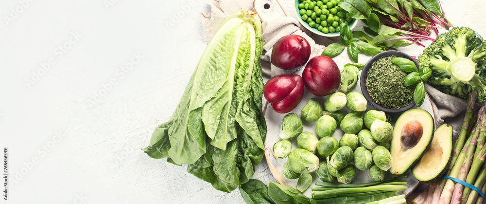 Foods rich in vitamin K. Panorama, banner with copy space Foods rich in vitamin K. Panorama, banner with copy space