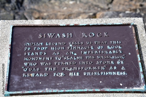Siwash Rock sign        Stanley park Vancouver BC Canada photo