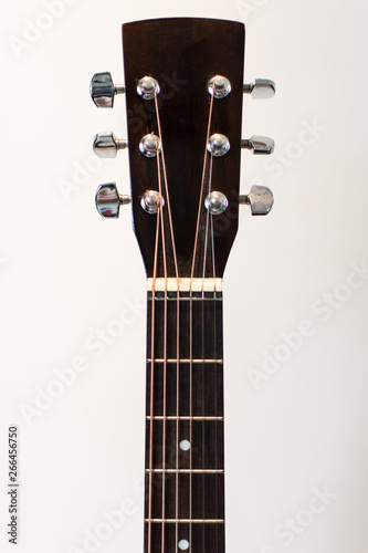 Acoustic guitar headstock closeup  with capstans