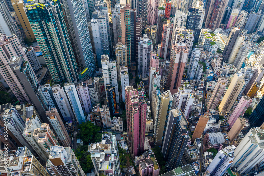 Top down view of Compact city of Hong Kong