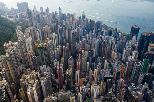 Aerial view of city of Hong Kong