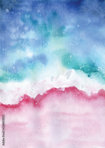 watercolor beach top view abstract seascape illustration