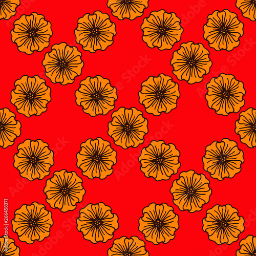 Hand drawn fantasy flower seamless pattern for fabric, cloth, print, textile, backsplash and wrapping paper. Colored endless vector illustration