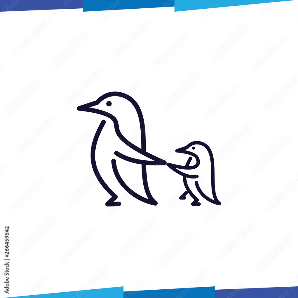 Fototapeta premium Line Penguin logo vector template