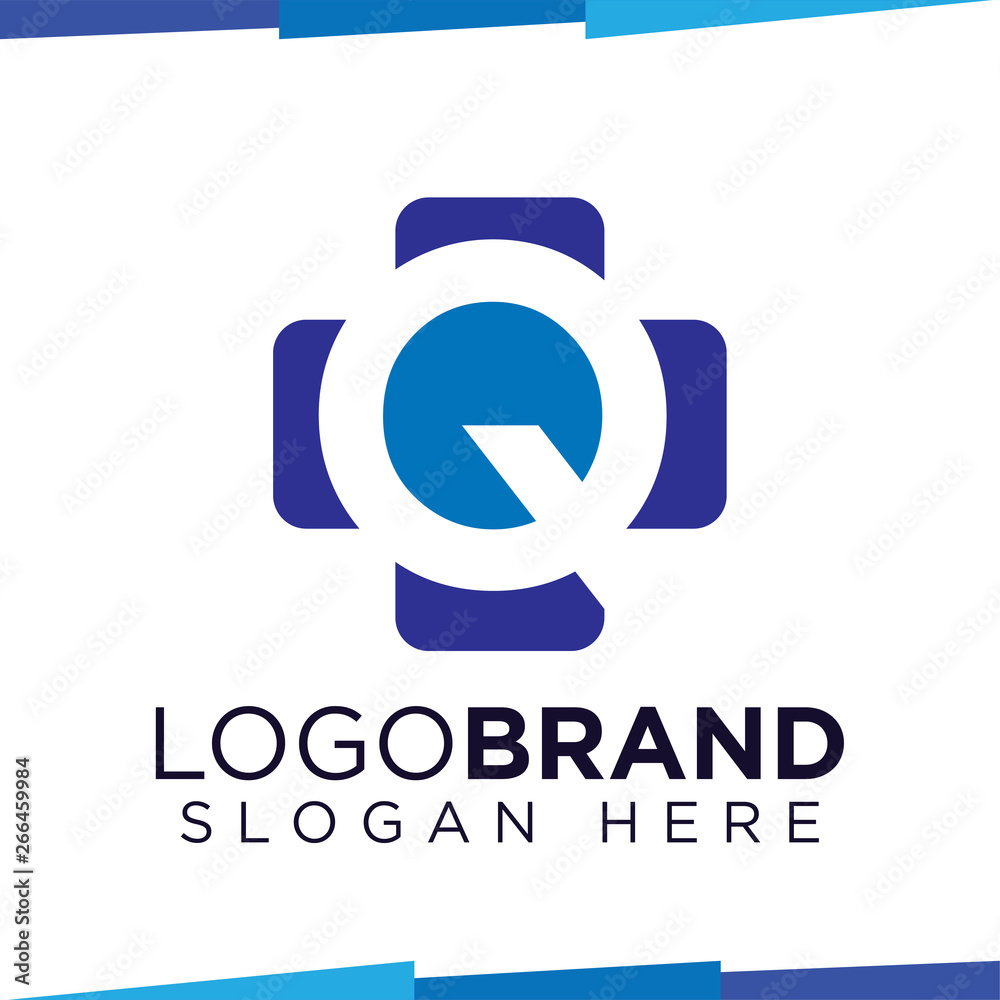 Q Initial Letter cross medical logo vector template