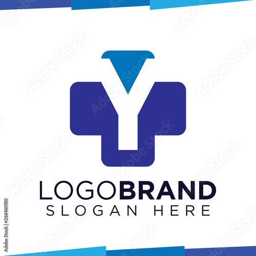 Y Initial Letter cross medical logo vector template