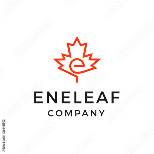 initial letter E maple leaf logo design inspiration