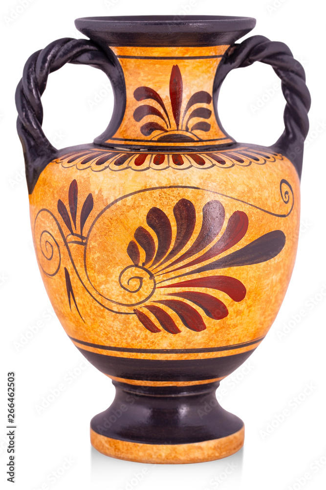 The Ceramic vase from Greece isolated on white background.
