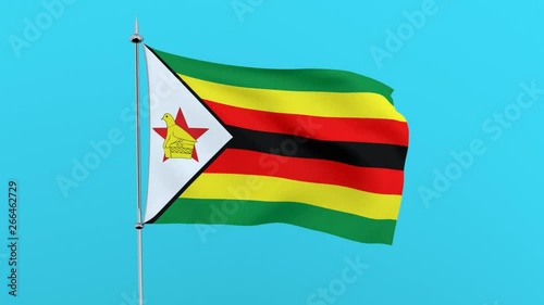 Flag of the country    Zimbabwe on blue background. 3D rendering