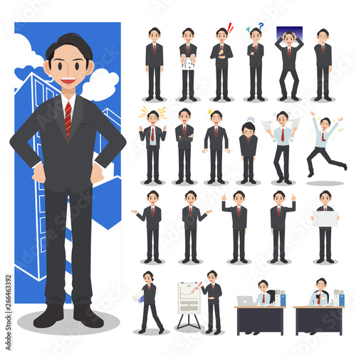 Businessman character set on a white background
