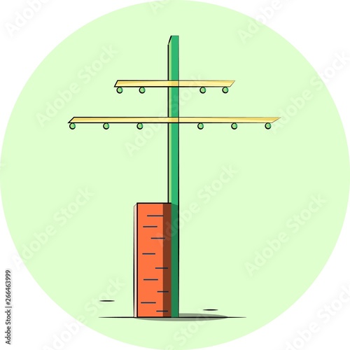 Minimalistic electric pole on a bright green background