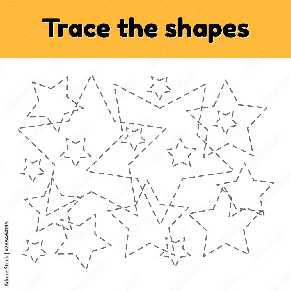 Vector illustration. Educational tracing worksheet for kids