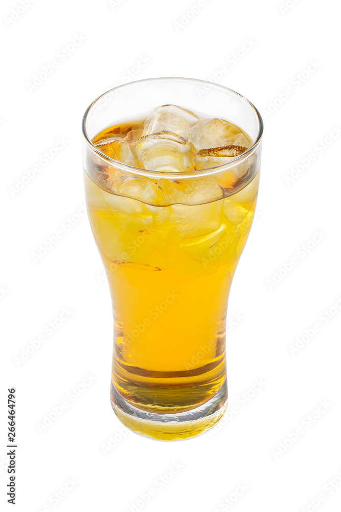 Summer yellow cocktail on isolated white background Summer yellow cocktail on isolated white background