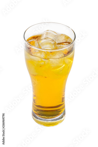 Summer yellow cocktail on isolated white background