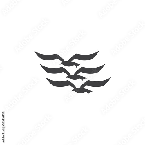 three sea bird simple geometric logo vector