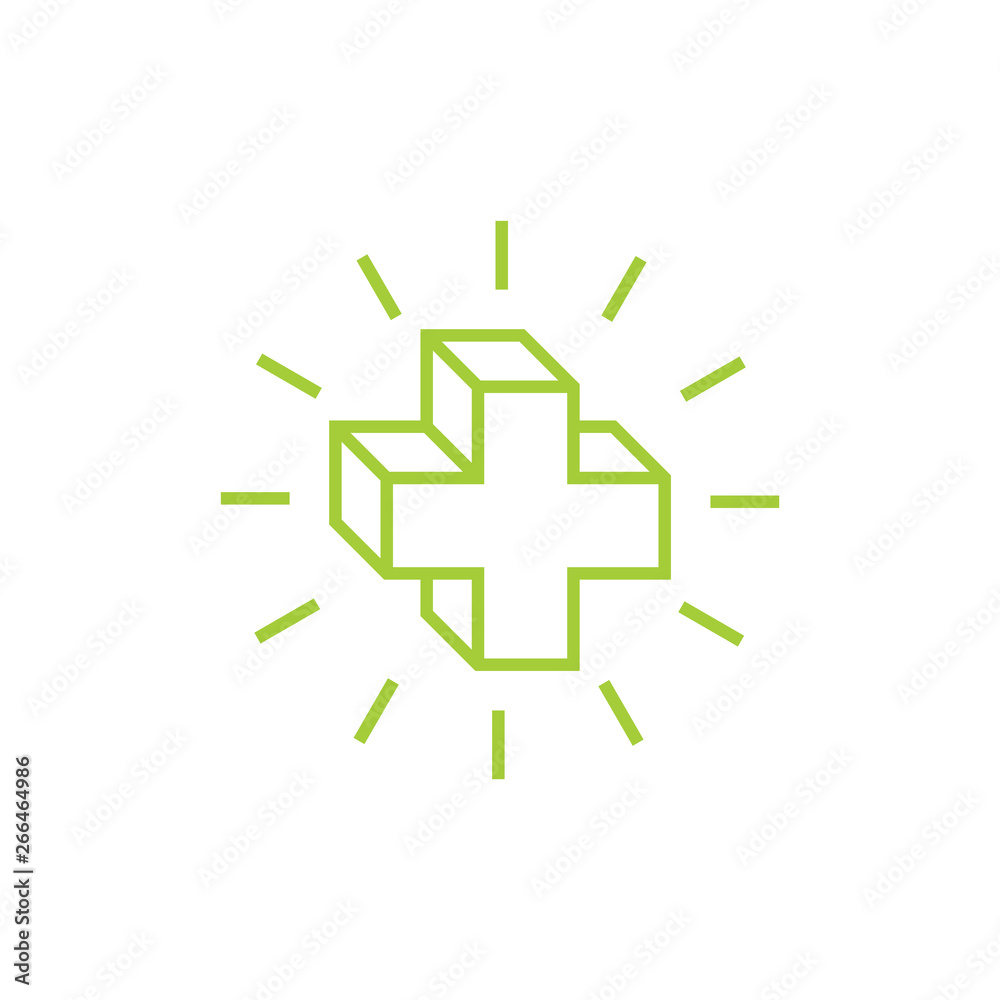 plus medical 3d geometric line logo vector plus medical 3d geometric line logo vector
