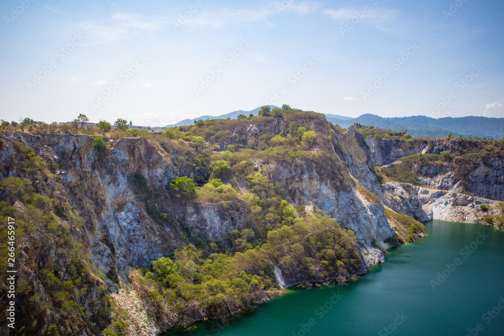 Rock mountain at sky view background.Beautiful nature scenic landscape of lake and mountain Rock mountain at sky view background.Beautiful nature scenic landscape of lake and mountain