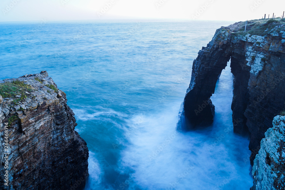 rock in the sea, paya de las catedrais, spain