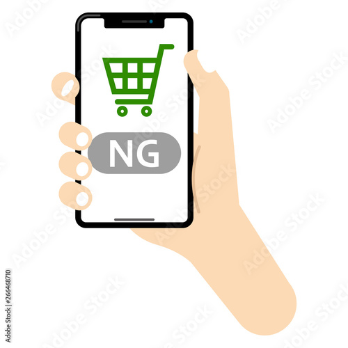 キャッシュレス決済：スマホ キャッシュレス 決済 買い物 買い物カゴ cashless payment NG